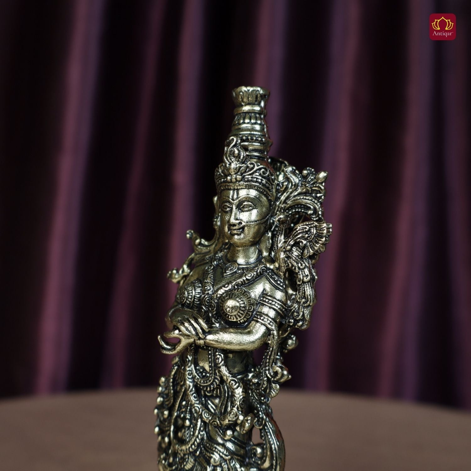 Brass Radha Rani Idol - 15cm | Antique Finish | Handcrafted Artwork | Home & Office Decor | Ideal for Gifting & Spiritual Blessings