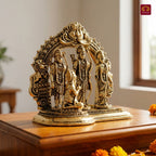 Brass Ram Darbar - 7cm | Antique Golden Finish | Spiritual Idol for Temple & Home Decor