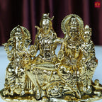 Brass Shiv Parivar Idol - 6.5cm | Golden Finish | Spiritual Idol for Temple & Home Decor