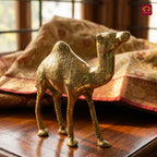 Brass Camel Showpiece - 18cm | Handcrafted Decor Piece for Living Spaces | Superfine Golden Finish