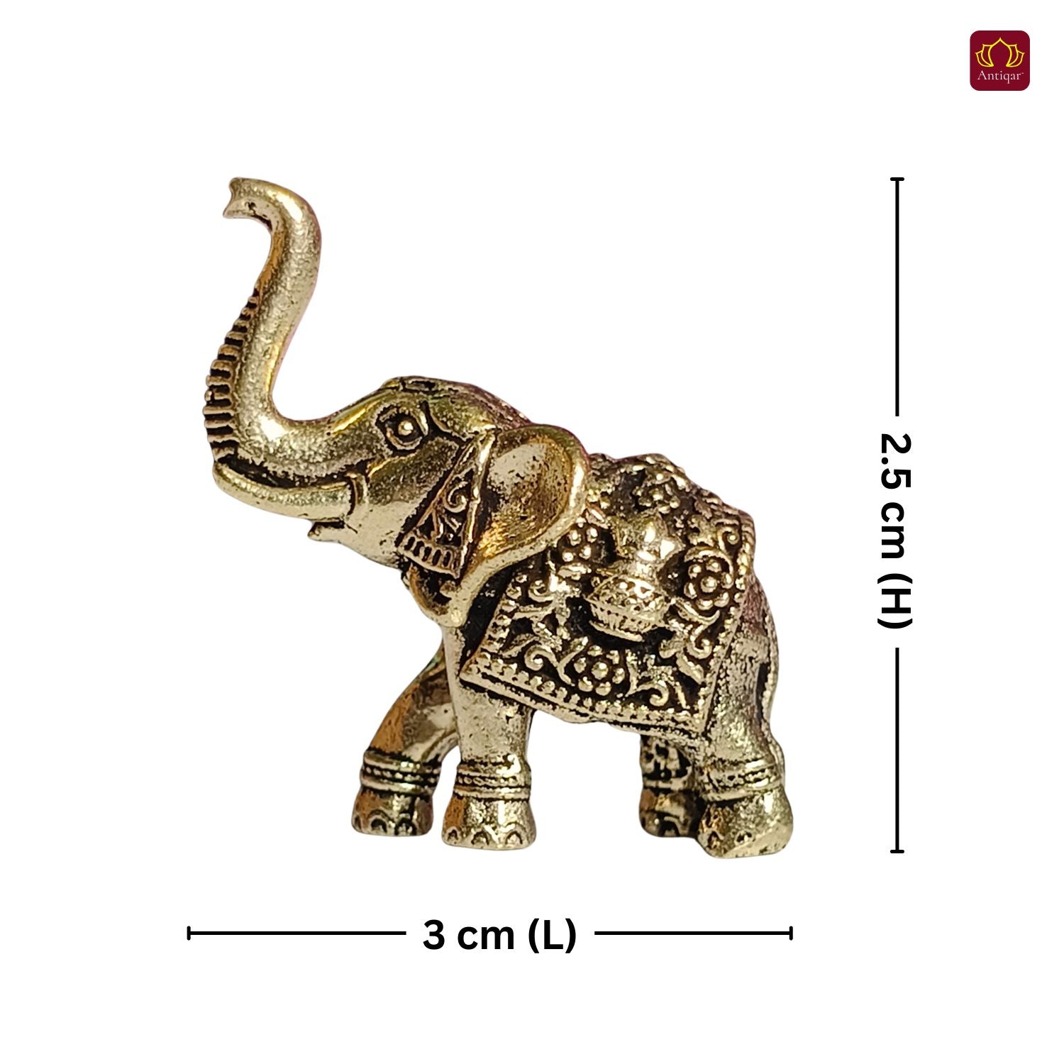 Brass Miniature Elephant Showpiece  - 2.5cm | Antique Finish | Decorative Figurines for Temple, Home & Office