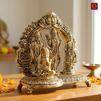 Brass Ram Darbar - 8.5cm | Golden Finish | Spiritual Idol for Temple & Home Decor