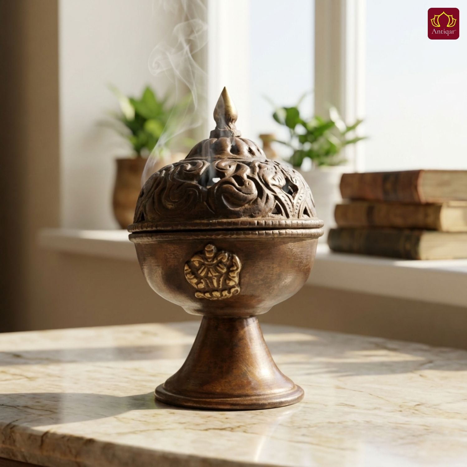 Antique Brass Tibetan Incense Burner - 11cm | Antique Patina Finish | Decorative Vessel use for Meditation , Rituals & Aromatherapy