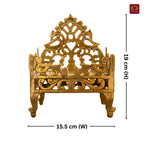Brass Twin Peacock Embossed Design Laddu Gopal Singhasan – 19cm | Antique Golden Finish | Handcrafted Medium Size Throne for Temple, Home & Festival Decor