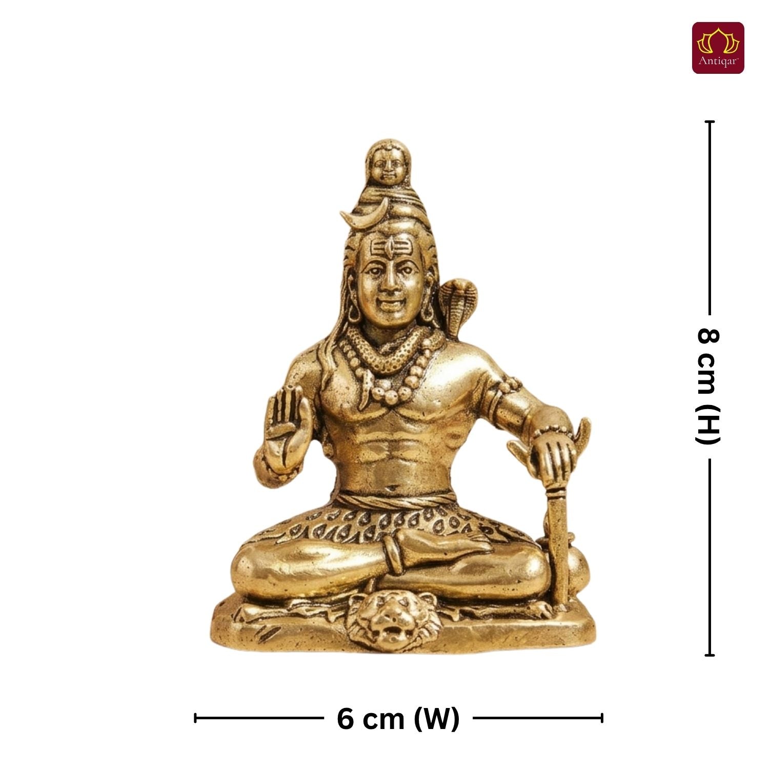 Brass Shiv Ji Idol - 8 cm | Antique Finish | Spiritual use for Temple, Home & Car Decor