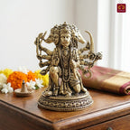 Brass Panchmukhi Hanuman Idol - 8cm | Antique Finish | Spritual use for Home, Temple & Car Dashboard Decor