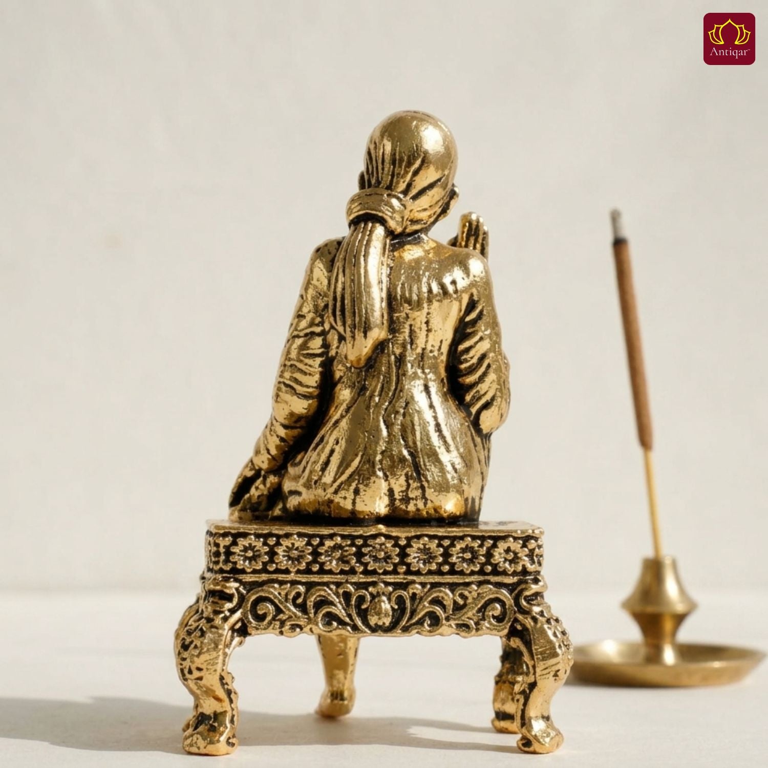 Brass Saibaba Idol - 4.5cm | Golden Finish | Spritual use for Home, Temple & Car dashboard Decor