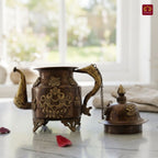 Tibetan Copper Tea & Coffe Kettle - 20cm | Antique Brown Finish |Traditional used for Serving Butter Tea & Spiritual Home Decor