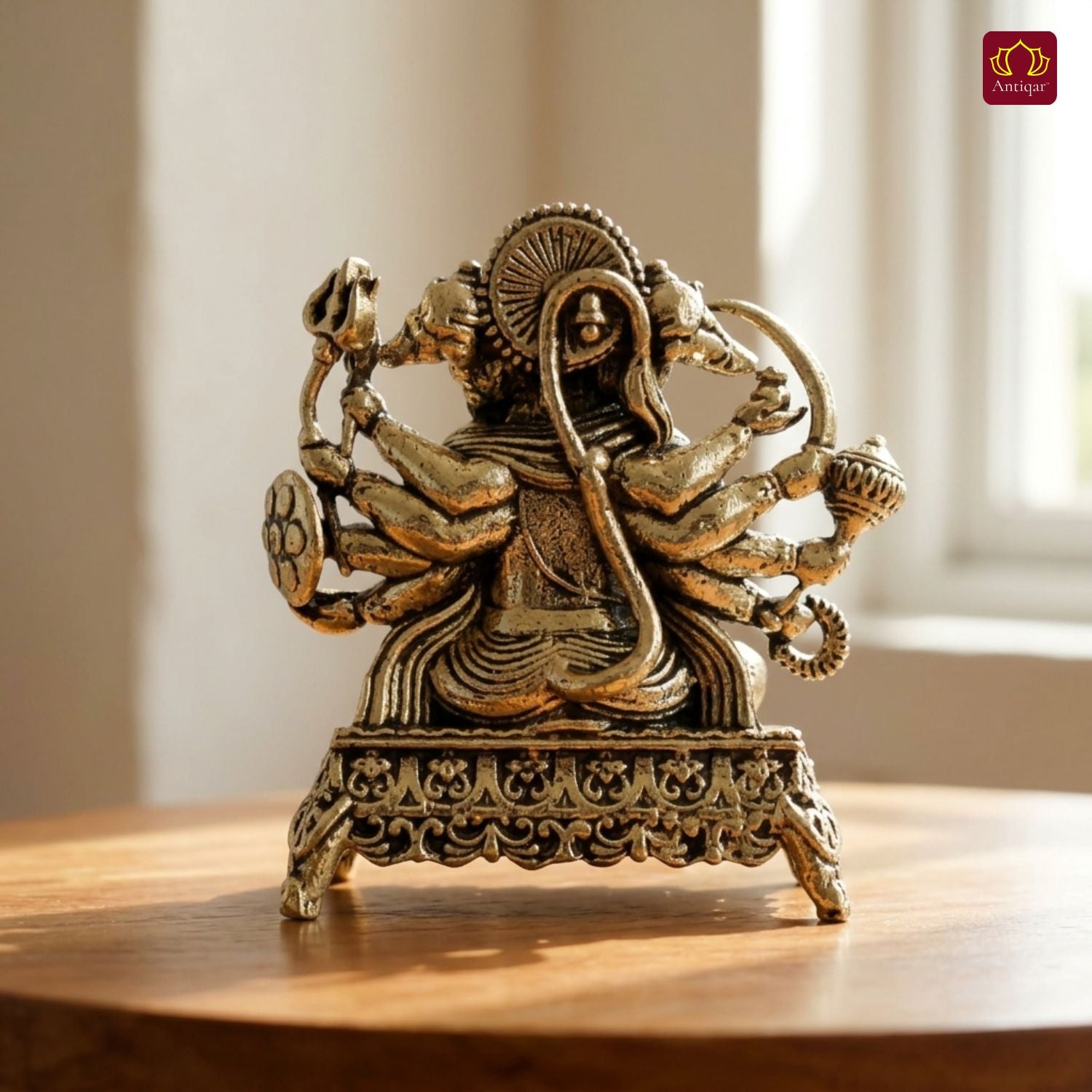 Brass Panchmukhi Hanuman Idol -4.5cm | Golden Finish | Spritual use for Home, Temple & Car Dashboard Decor