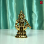 Brass Ayyappan Swami Ji Idol - 7.5cm | Antique Finish | Handcrafted Idol for Temple, Home & Car Dashboard