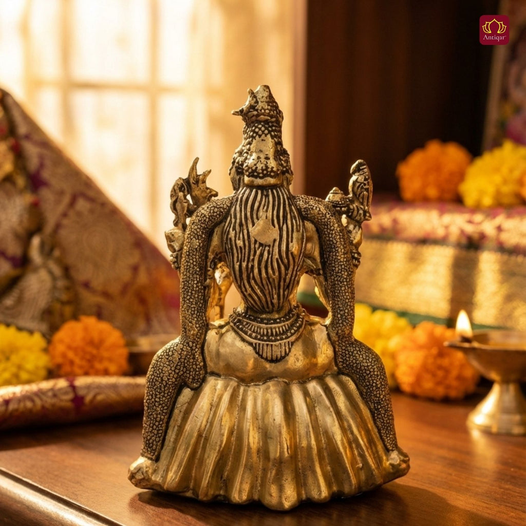 Brass Rajrajeshwari Deviji Idol -10cm | Antique Finish | Religious Idol for Home, Temple & Car Dashboard Decor