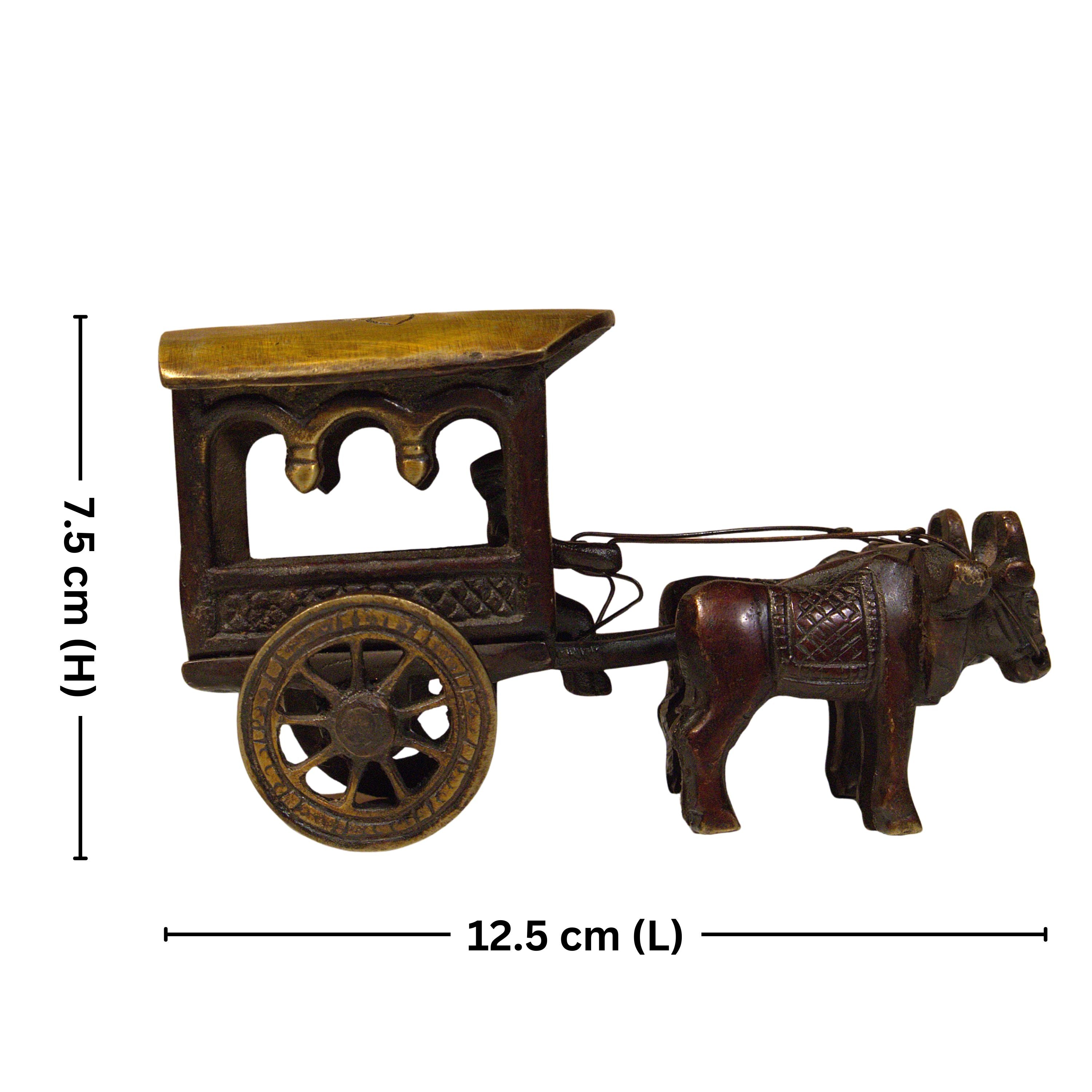 Brass Designer Roof Bullock Cart Golden Showpiece -7.5 | Antique Brown Finish | Handicraft Decorative Showpiece for Home, Table & Office Decor