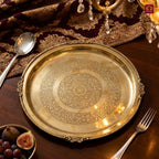 Brass Etching Design Plate - 2.5cm | Antique Golden Finish | Traditional use for Pooja in Temple, Festivals and Home