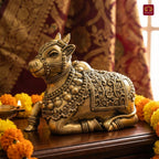 Brass Nandi Figurine - 6cm | Antique Finish | Spritual use for Home, Temple & Car Dashboard Decor