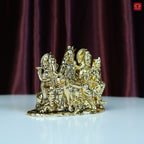 Brass Shiv Parivar Idol - 6.5cm | Golden Finish | Spiritual Idol for Temple & Home Decor