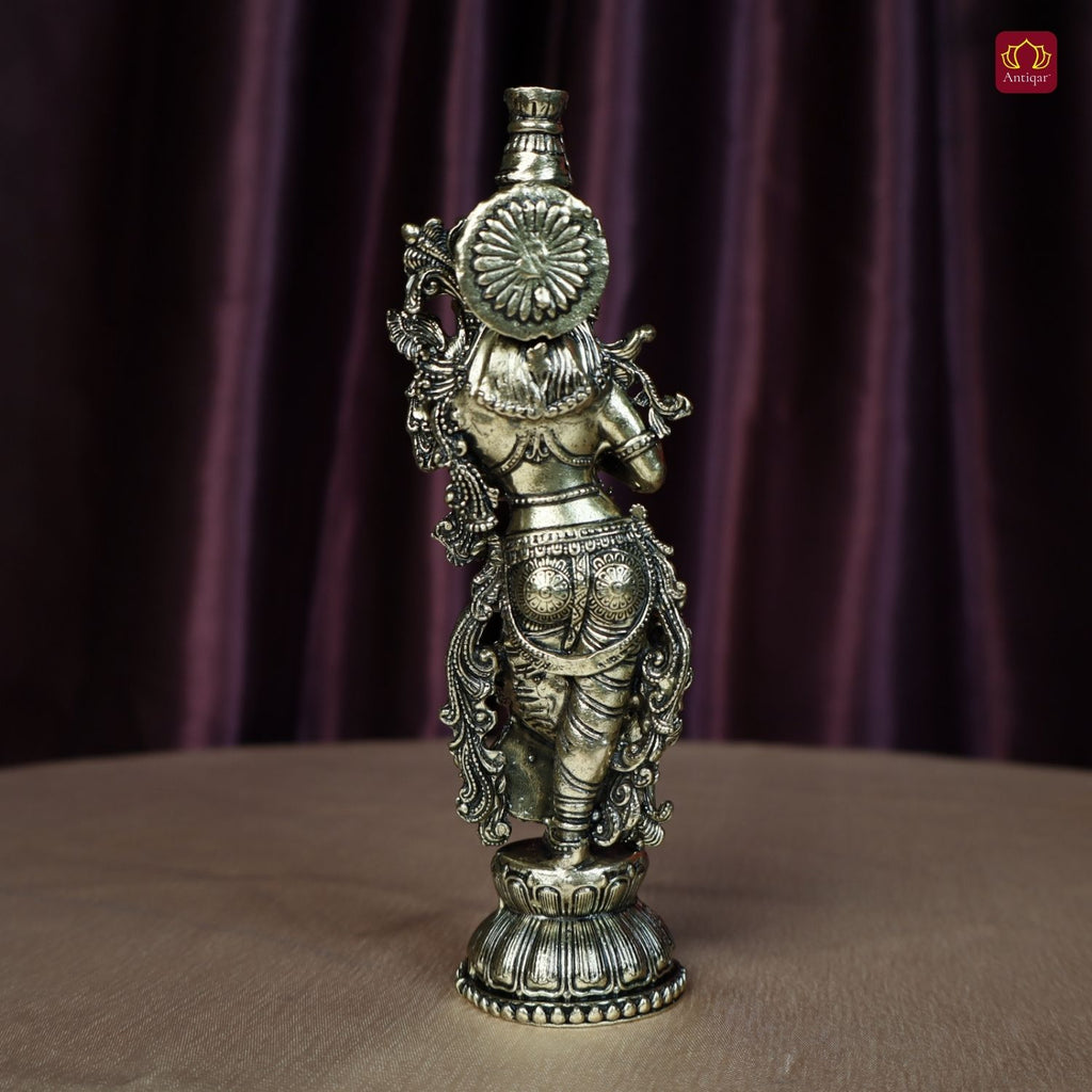 Brass Radha Rani Idol - 15cm | Antique Finish | Handcrafted Artwork | Home & Office Decor | Ideal for Gifting & Spiritual Blessings