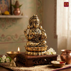 Brass Lakshmi JI Idol - 4cm | Golden Finish | Spiritual Decor for Temple, Home & Car Dashboard
