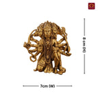 Brass Panchmukhi Hanuman Idol - 8cm | Antique Golden Finish | Spiritual Idol for Temple & Home Decor