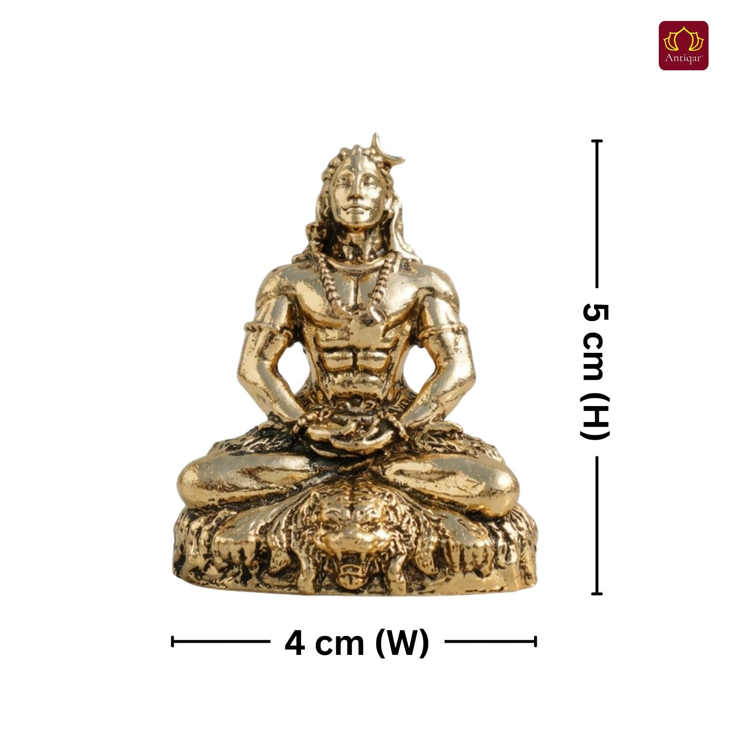 Brass Adiyogi Lord Shiva Idol - 5cm | Golden Finish | Spiritual Idol for Temple & Home Decor