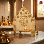 Brass Laddu Gopal Singhasan – 18.5cm | Antique Golden Finish | Handcrafted Large Size Throne for Temple, Home & Festival Decor