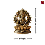 Brass Ganesh JI Idol - 4cm | Golden Finish | Spiritual Decor for Temple, Home & Car Dashboard
