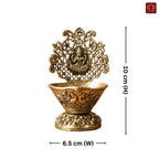 Brass Diya Laxmi Design - 10cm | Antique Finish | Spritual use for Pooja, Temple & Festival Decor