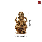 Brass Ganesh JI Idol - 4cm | Golden Finish | Spiritual Decor for Temple, Home & Car Dashboard