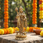 Brass Kartikeya Ji Idol -7.5cm | Golden Finish | Spritual use for Home, Temple & Car Dashboard Decor