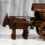 Brass Decorative Jharokha Bullock Cart Showpiece -7cm | Brown Antique Finish | Handicraft Showpiece for Home, Table & Office Decor