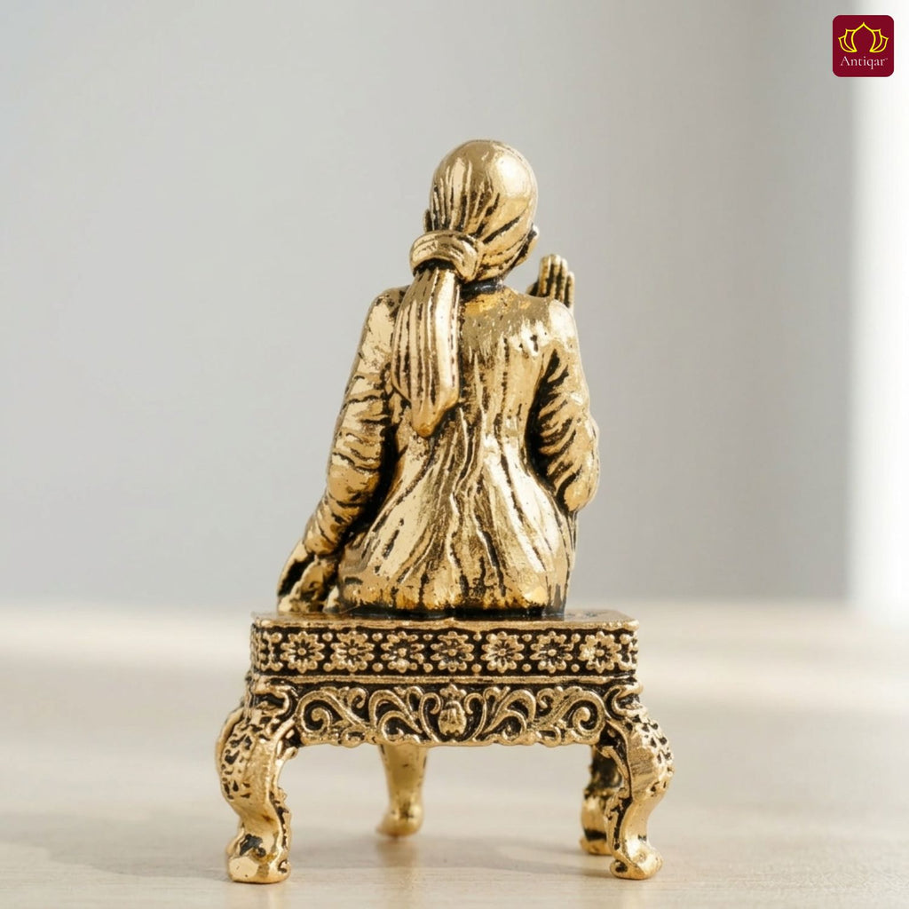 Brass Saibaba Idol - 5cm | Golden Finish | Spritual use for Home, Temple & Car dashboard Decor