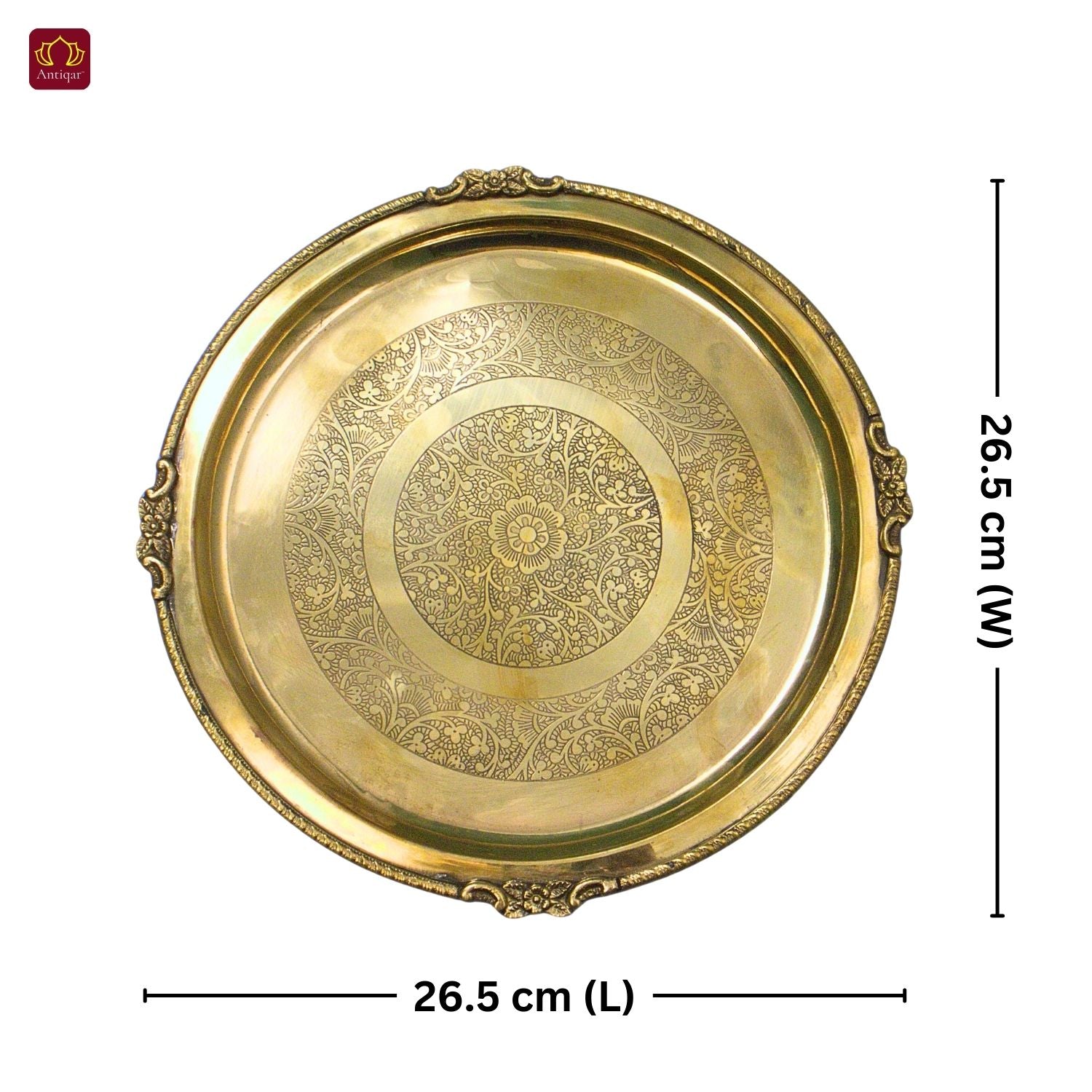 Brass Etching Design Plate - 2.5cm | Antique Golden Finish | Traditional use for Pooja in Temple, Festivals and Home