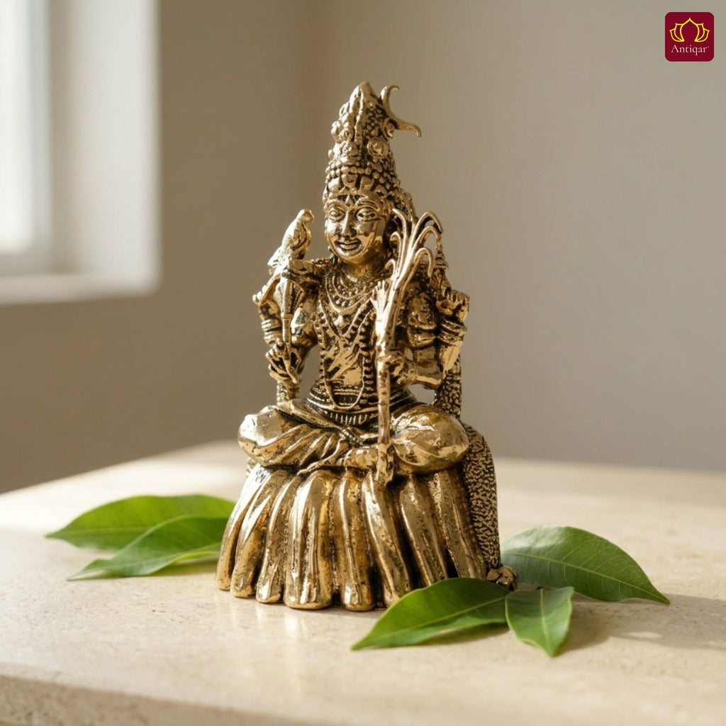 Brass Lalitha Deviji Idol - 8cm | Golden Finish | Religious Idol for Home, Temple & Car Dashboard Decor