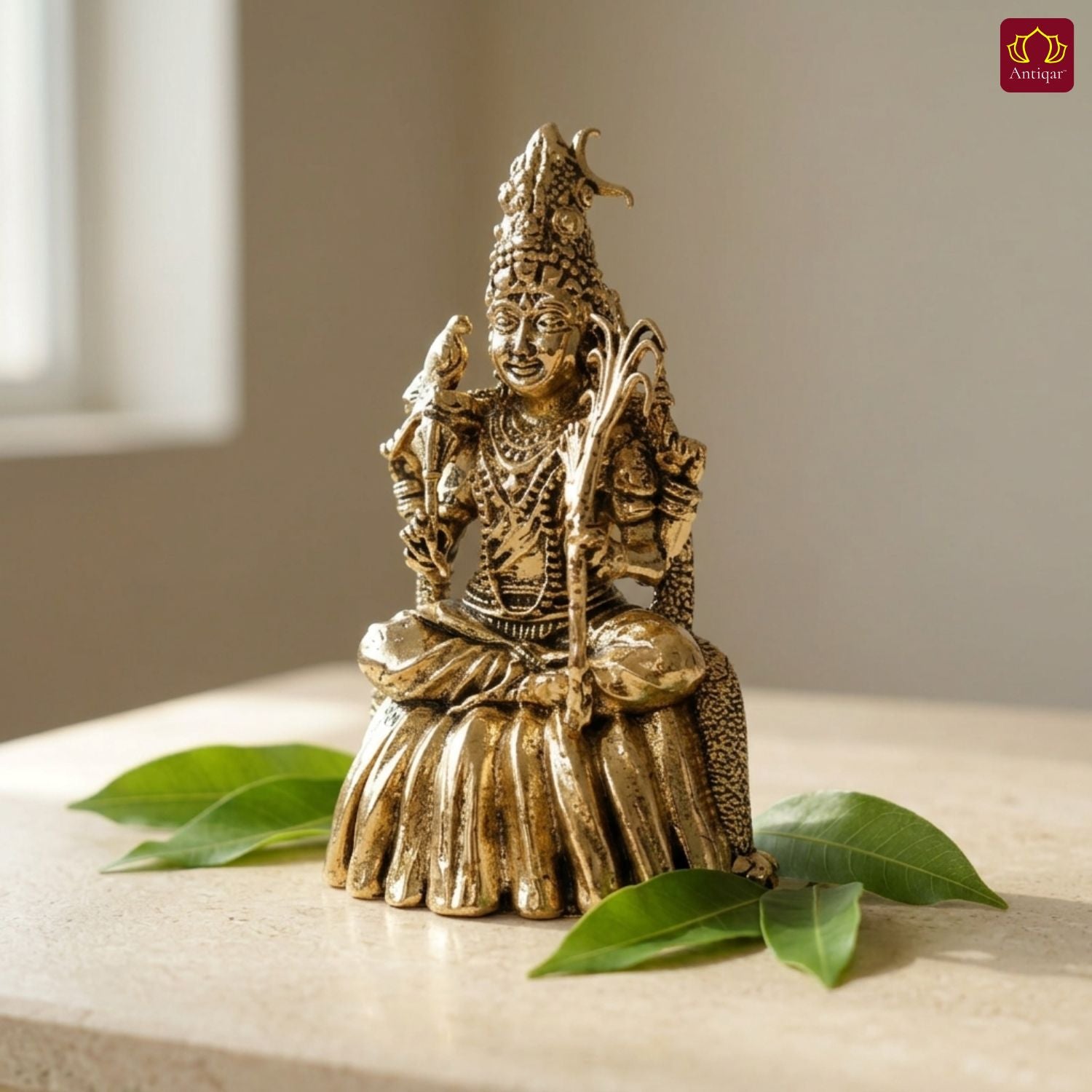Brass Lalitha Deviji Idol - 8cm | Golden Finish | Religious Idol for Home, Temple & Car Dashboard Decor