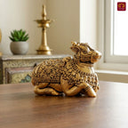 Brass Nandi Figurine - 3.5cm | Golden Finish | Spritual use for Home, Temple & Car Dashboard Decor