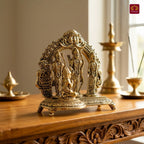 Brass Ram Darbar - 9cm | Golden Finish | Spiritual Idol for Temple & Home Decor