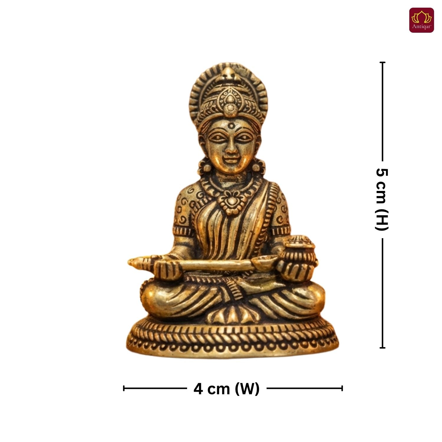 Brass Annapurna Devi Idol - 5cm | Antique Finish | Spiritual Idol for Temple & Home Decor