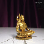 Brass Adiyogi Statue - 5cm | Antique Golden Finish | Spiritual Idol for Temple & Home Decor