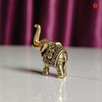Brass Miniature Elephant Showpiece  - 2.5cm | Antique Finish | Decorative Figurines for Temple, Home & Office