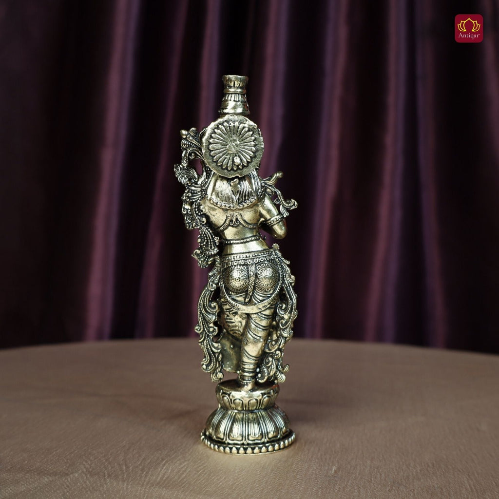 Brass Radha Rani Idol - 15cm | Antique Finish | Handcrafted Artwork | Home & Office Decor | Ideal for Gifting & Spiritual Blessings
