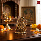 Brass Ganesh JI Idol - 3.5cm | Golden Finish | Spiritual Decor for Temple, Home & Car Dashboard