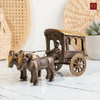 Brass Designer Roof Bullock Cart Golden Showpiece -7.5 | Antique Brown Finish | Handicraft Decorative Showpiece for Home, Table & Office Decor