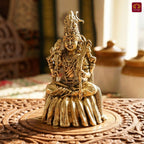 Brass Lalitha Deviji Idol - 8cm | Golden Finish | Religious Idol for Home, Temple & Car Dashboard Decor