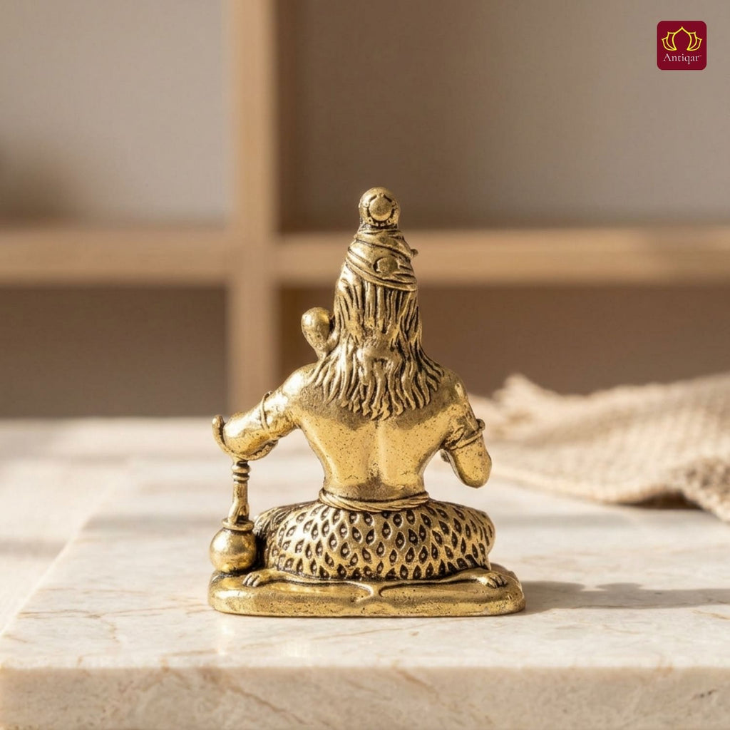 Brass Shiv Ji Idol - 8 cm | Antique Finish | Spiritual use for Temple, Home & Car Decor