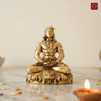 Brass Adiyogi Lord Shiva Idol - 5cm | Golden Finish | Spiritual Idol for Temple & Home Decor