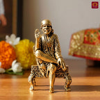 Brass Saibaba Idol - 4.5cm | Golden Finish | Spritual use for Home, Temple & Car dashboard Decor