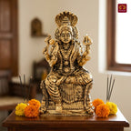 Brass Kurmuri Mariamman Idol – 10 cm | Golden Finish | Spiritual Use for Home, Temple & Car Dashboard Decor