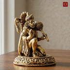 Brass Hanuman Ji Idol - 5cm | Golden Finish | Handcrafted Statue for Temple, Home Decor & Car Dashboard