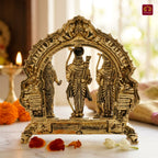 Brass Ram Darbar - 9cm | Golden Finish | Spiritual Idol for Temple & Home Decor
