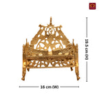 Brass Twin Peacock Embossed Design Laddu Gopal Singhasan – 19.5cm | Antique Golden Finish | Handcrafted Large Size Throne for Temple, Home & Festival Decor