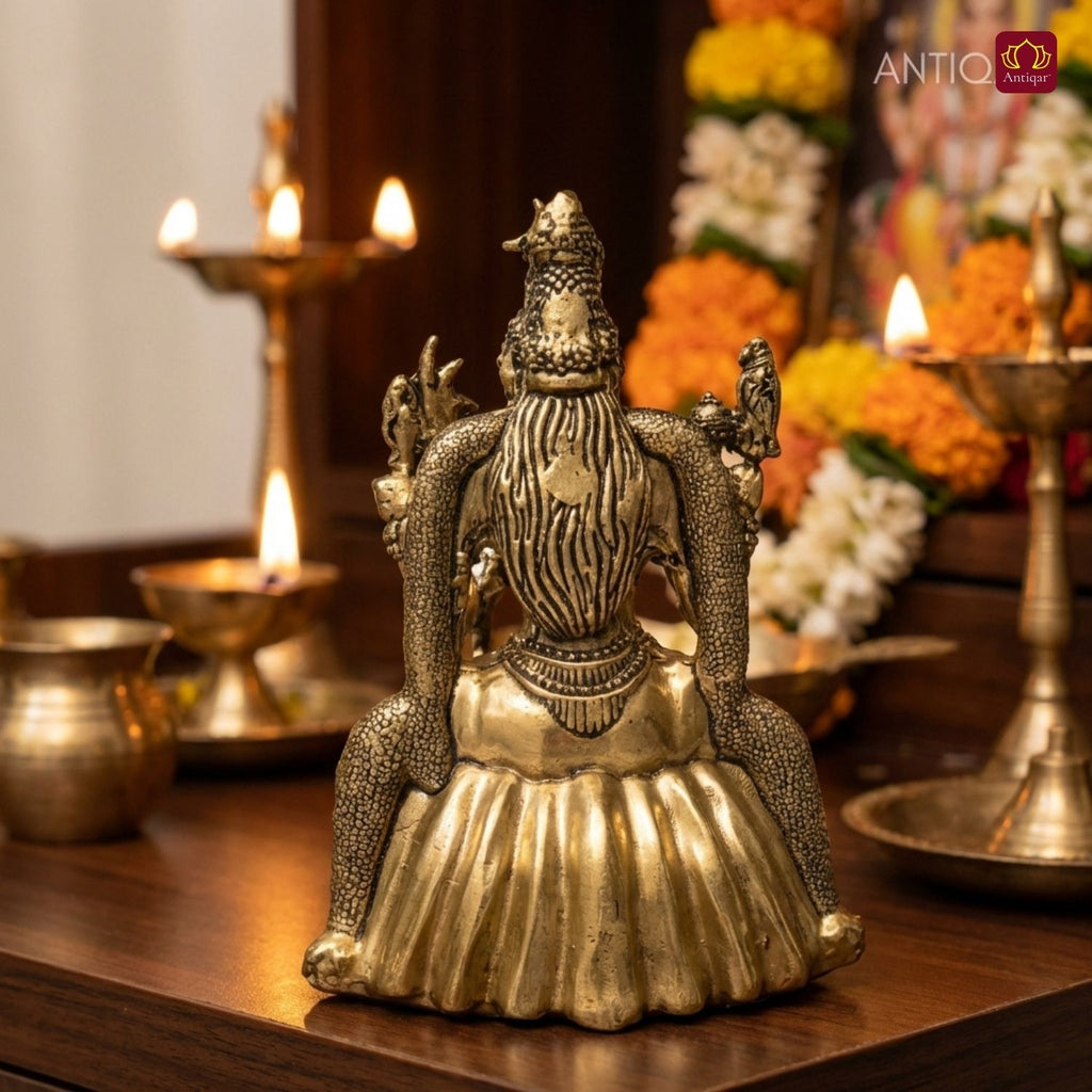 Brass Rajrajeshwari Deviji Idol - 8cm | Antique Finish | Religious Idol for Home, Temple & Car Dashboard Decor